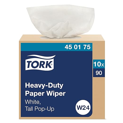 Tork Heavy Duty Paper Wiper White W24, Pop-Up Box, 10 x 90 Sheets, 450175