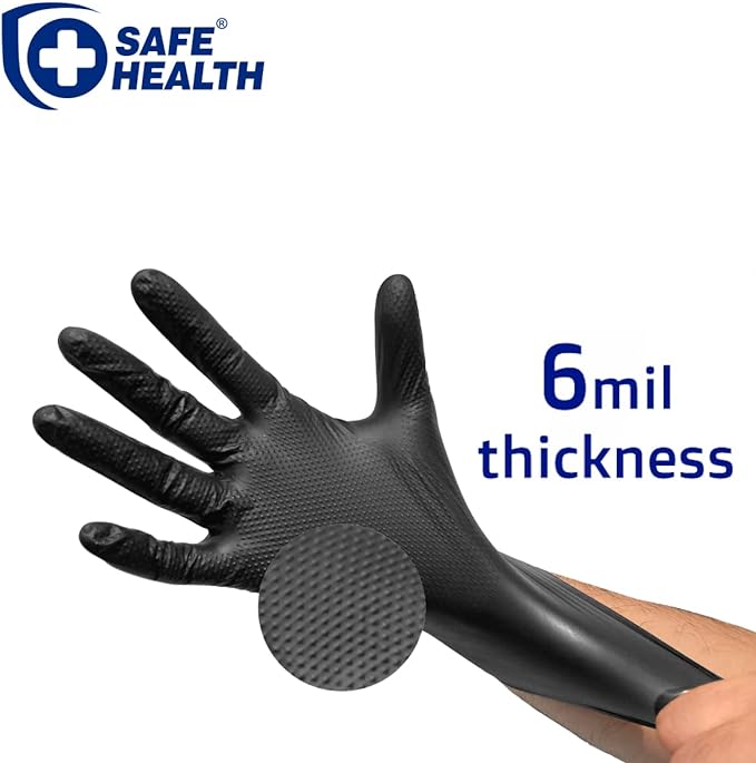 Safe Health - Large EvolGuard Diamond Textured Black Nitrile Gloves Case