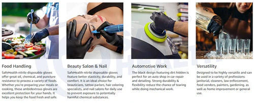 Safe Health - Extra-Small Black Nitrile Gloves Case