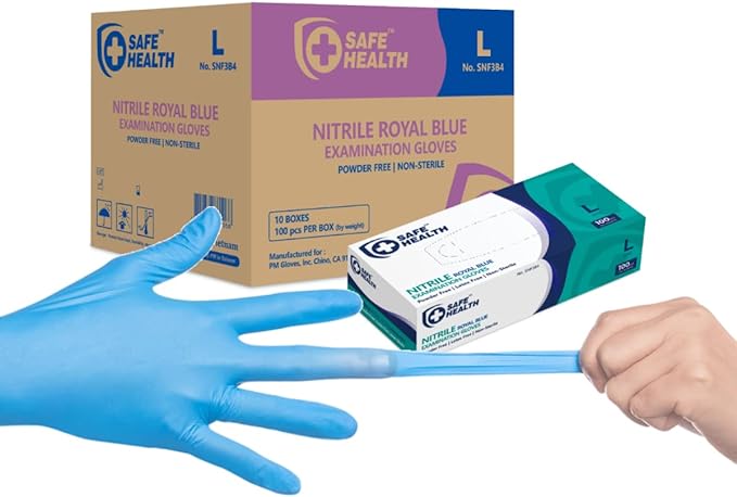 Safe Health Nitrile Examination Gloves (Royal Blue)