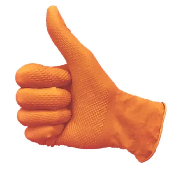 SAFE HEALTH - Orange Diamond Grip Nitrile Industrial Grade