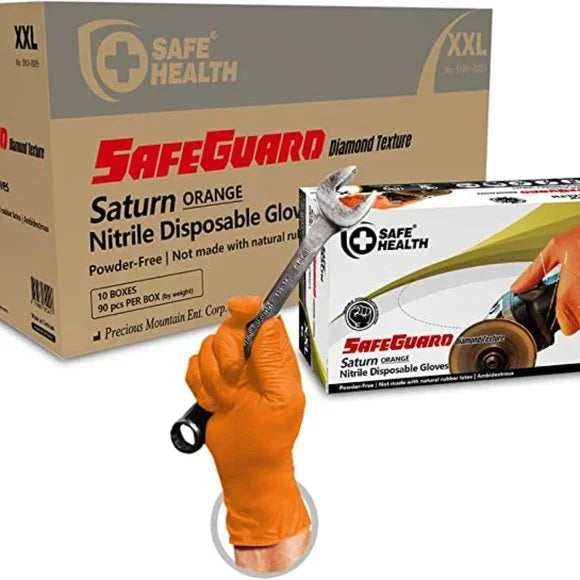 SAFE HEALTH - Orange Diamond Grip Nitrile Industrial Grade
