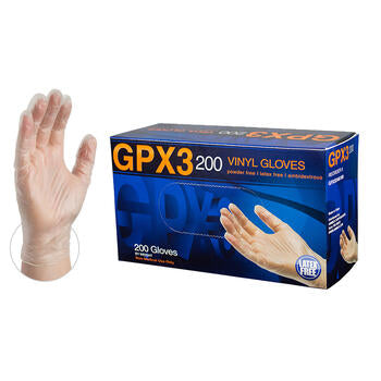 GPX3 200 Clear Vinyl Industrial Disposable Gloves