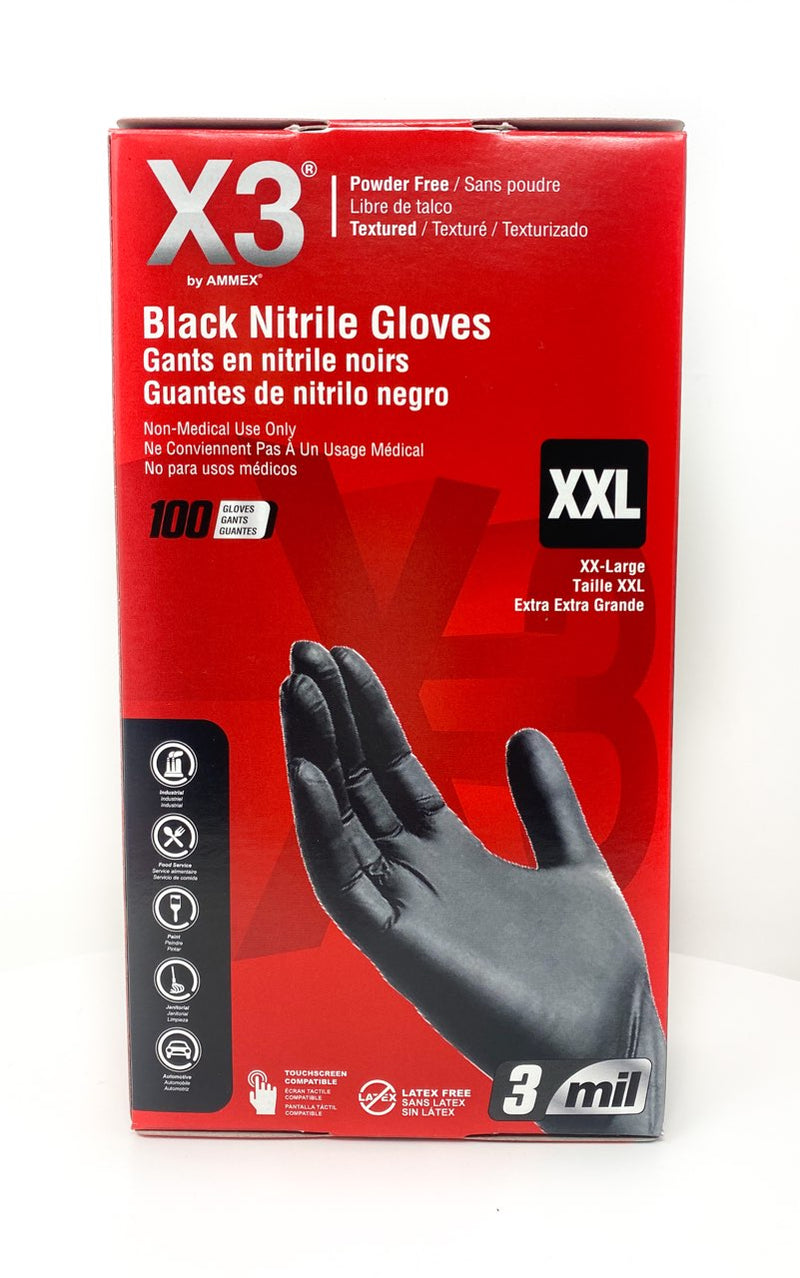 Ammex BX3 Black Nitrile Gloves - Main Image