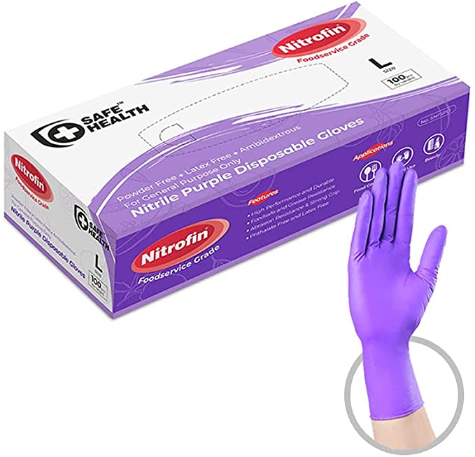 Safe Health Nitrile Purple Disposable Gloves