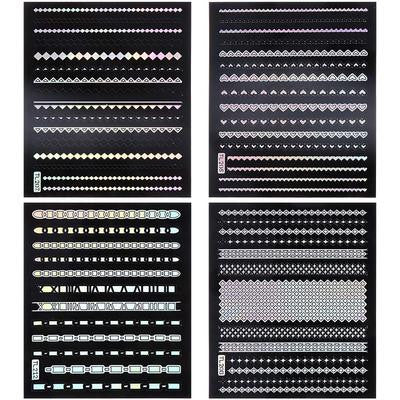 BMC 8 Sheet Holographic Nail Art Manicure Vinyl Guide Stickers - Holo Strips