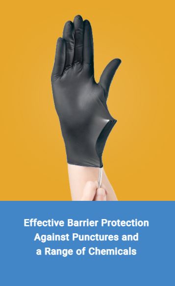 SAFE HEALTH EvolGuard Industrial Diamond Grip Textured Black Nitrile Disposable Gloves