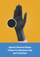 SAFE HEALTH EvolGuard Industrial Diamond Grip Textured Black Nitrile Disposable Gloves