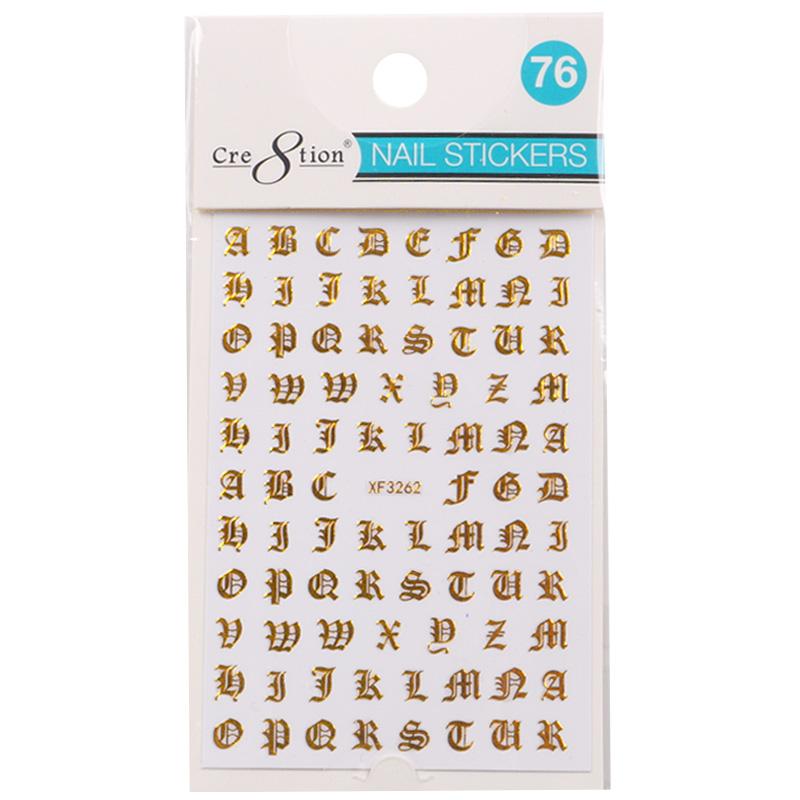 Cre8tion Nail Art Sticker Alphabet Gold 76