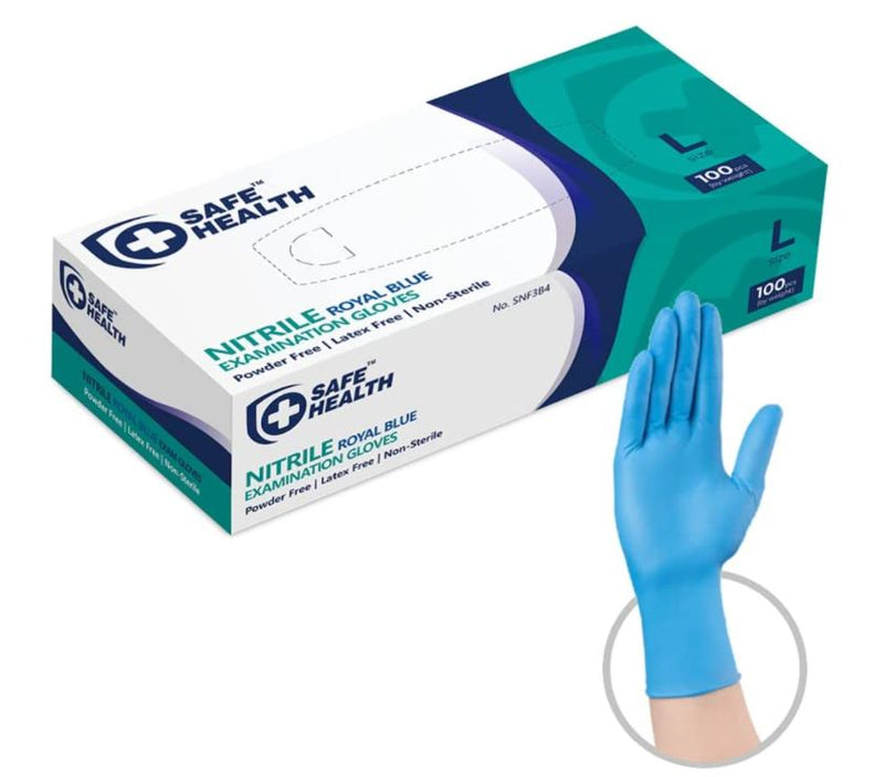 Safe Health Nitrile Examination Gloves (Royal Blue)