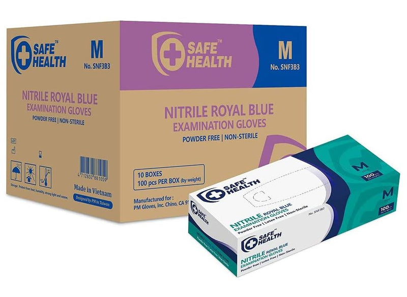 Safe Health Nitrile Examination Gloves (Royal Blue)