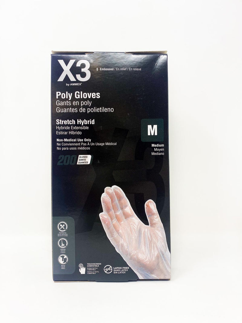 X3 Poly Gloves Stretch Hybrid 200ct.