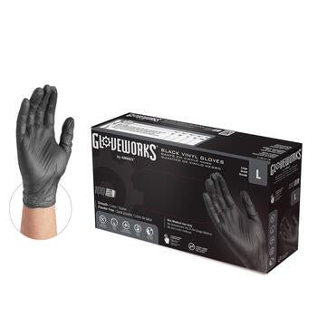 Gloveworks Black Vinyl Gloves