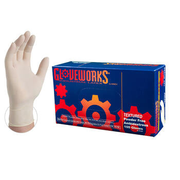 Gloveworks Ivory Latex Industrial Powder Free Disposable Gloves