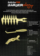 BabylissPRO Gold Trio Mix - Fade Brush, Styling Comb, and 2-Pack Hair Clips