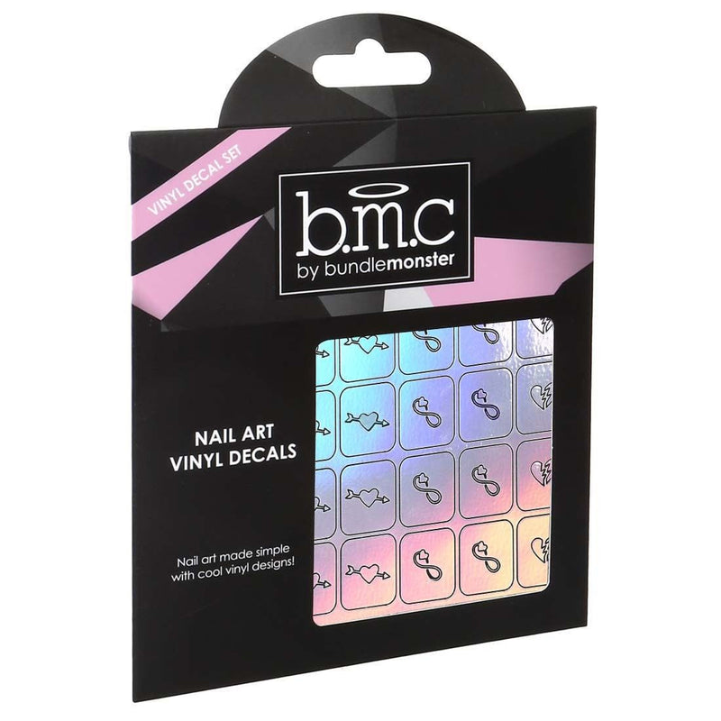 BMC Holographic Nail Art Vinyl Decal Guides - Hearts Collection - Love+ Loss
